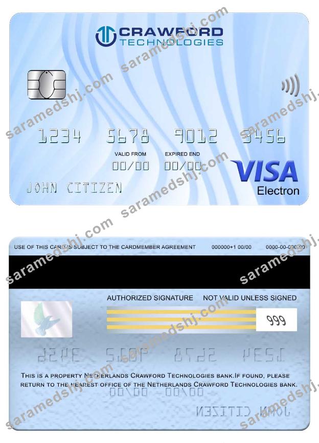 Netherlands (Holland) Crawford Technologies Bank visa electron card